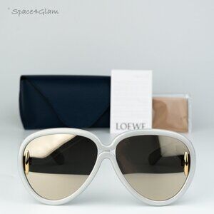 Loewe Men Sunglasses White Gold Mirror Pilot LW40132I 24C NEW AUTHENTIC